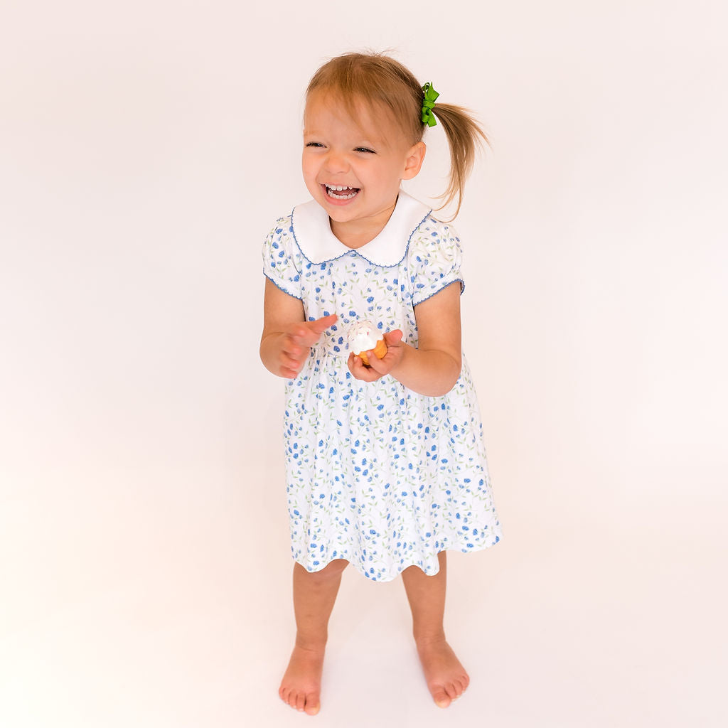 Arabella Blue Floral Dress - HoneyBug