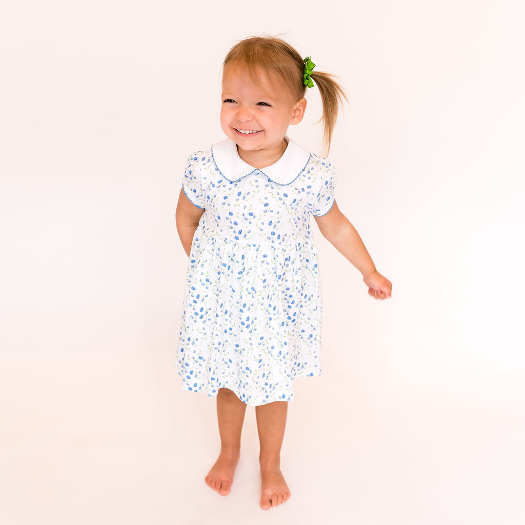 Arabella Blue Floral Dress - HoneyBug
