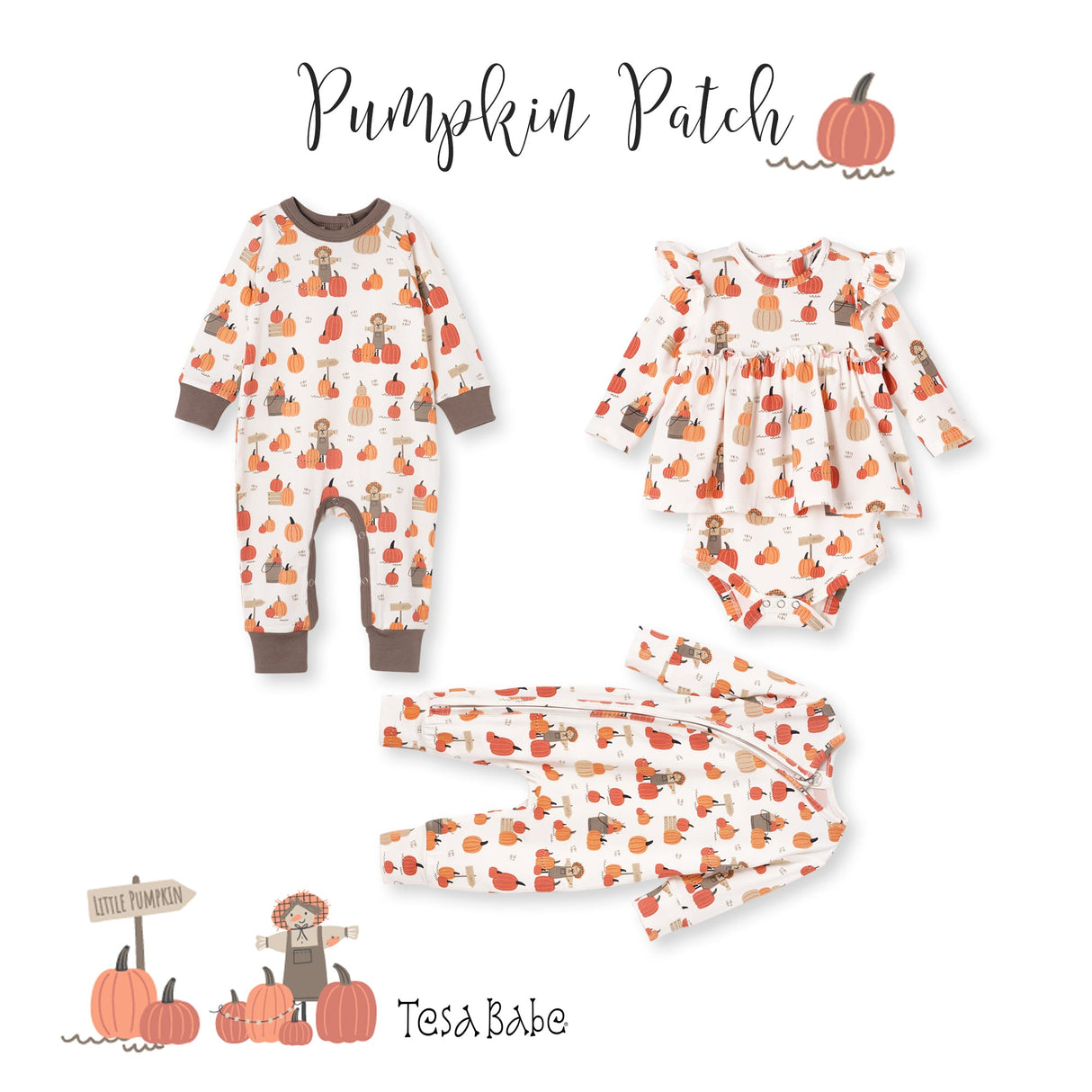 Pumpkin Patch Baby Romper – Bamboo Fall One-Piece Outfit - HoneyBug