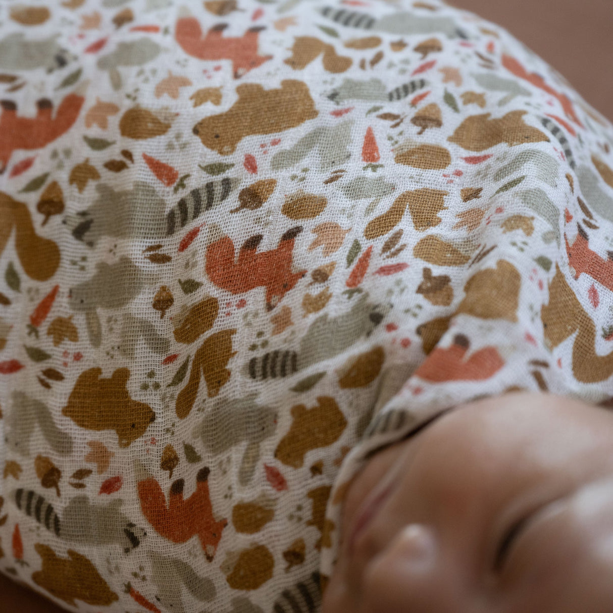 Cotton Muslin Swaddle Blanket - Fall Friends - HoneyBug