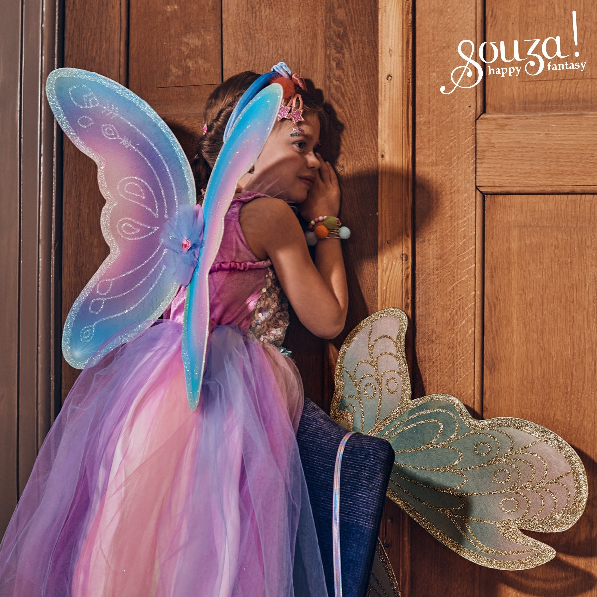 Felicity Fairy Costume – Dress and Wings Set (pink & blue) - Role-Play for Children (3 sizes)
