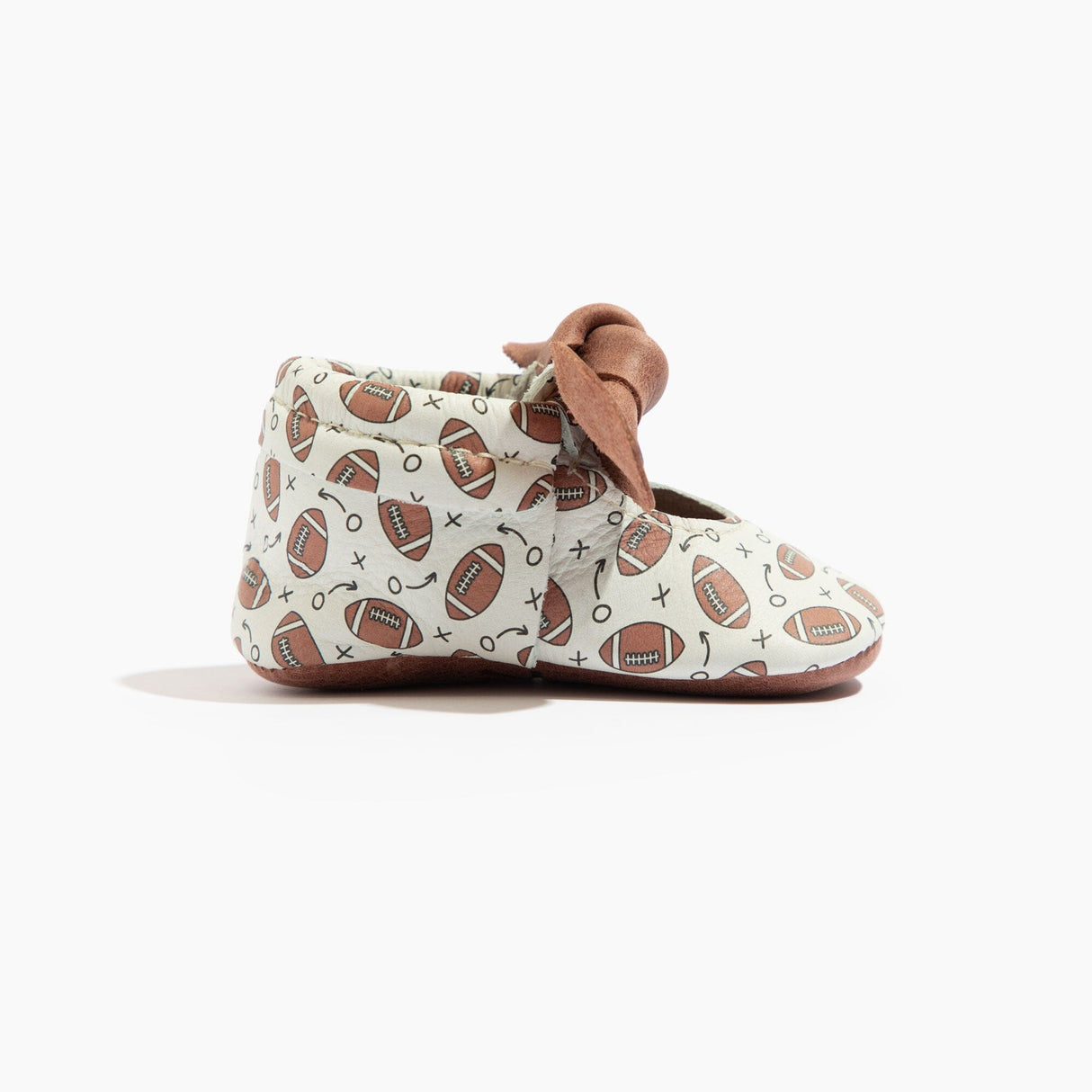 First Down Knotted Bow Baby Shoe - HoneyBug