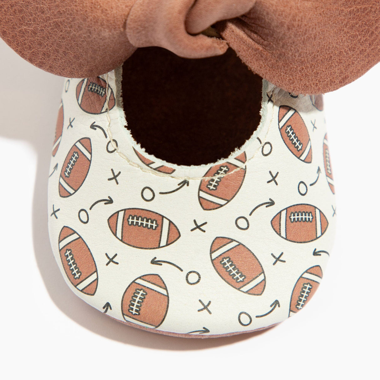 First Down Knotted Bow Baby Shoe - HoneyBug