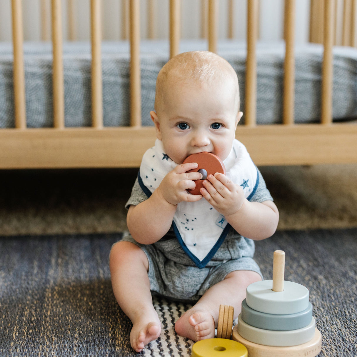 Cotton Muslin + Fleece Bandana Bib 4 Pack - Planetary - HoneyBug