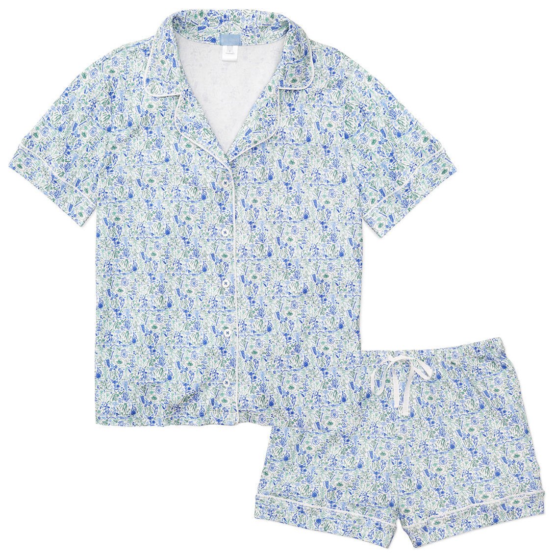 Birth Flowers Womenβs Button Polo Short Pajama Set - HoneyBug