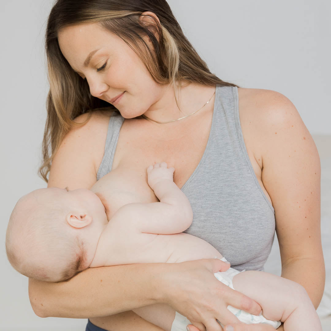 French Terry Racerback Nursing & Sleep Bra | Grey Heather - HoneyBug