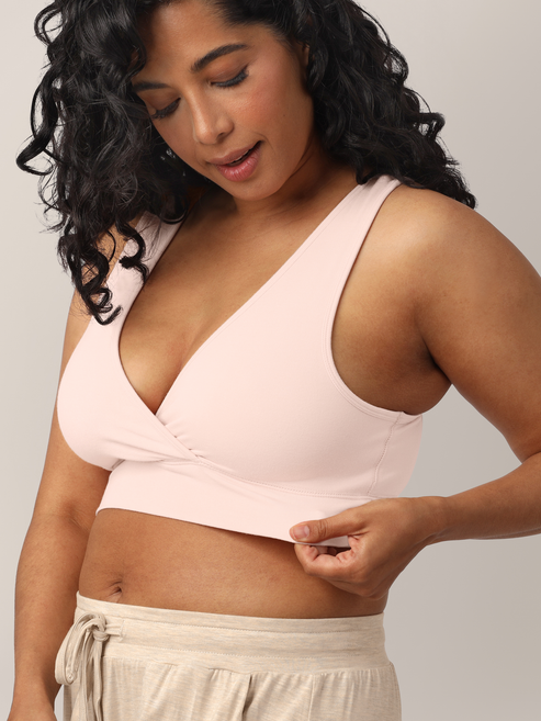 French Terry Racerback Nursing & Sleep Bra | Soft Pink - HoneyBug