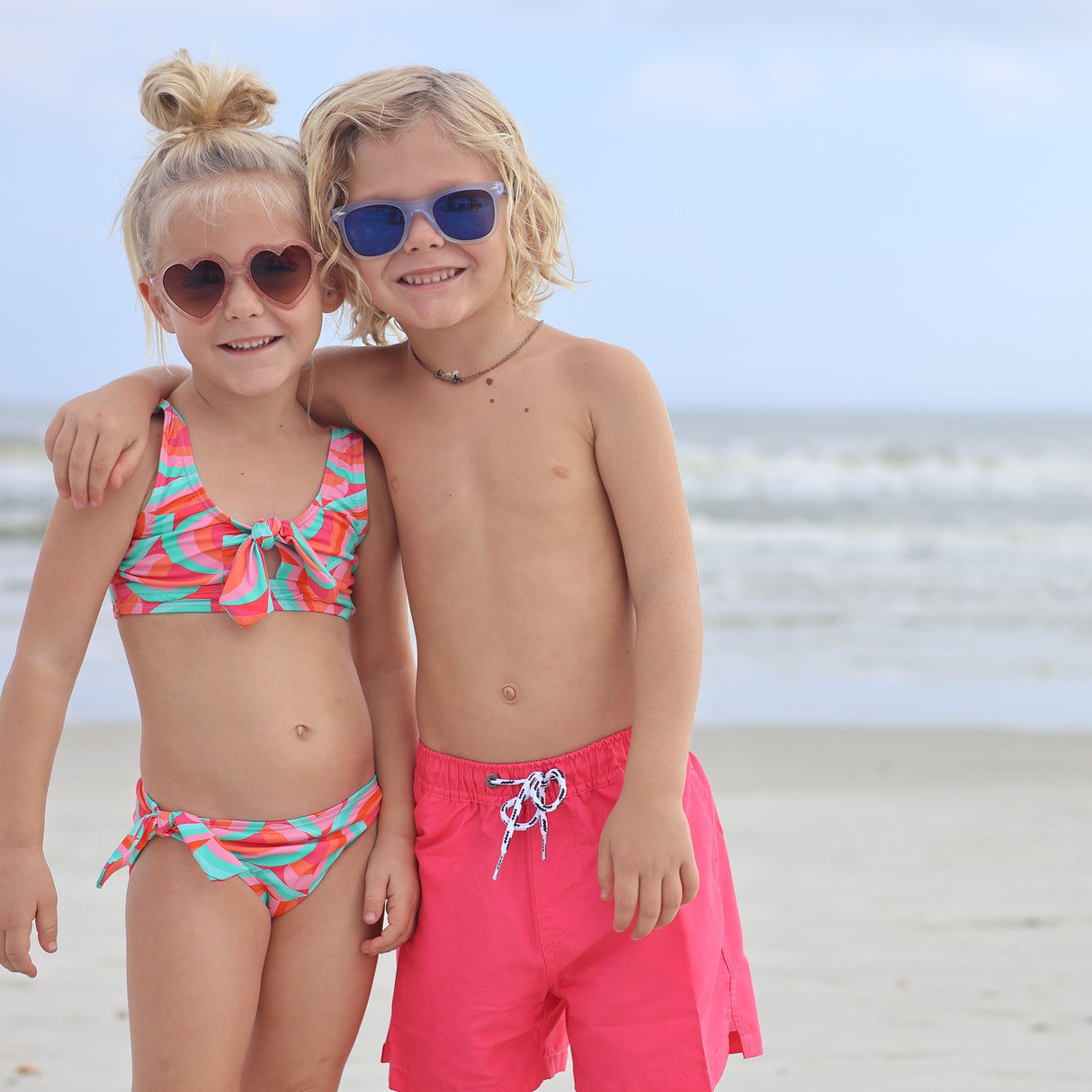 Geo Melon Sustainable Knot Front Bikini - HoneyBug