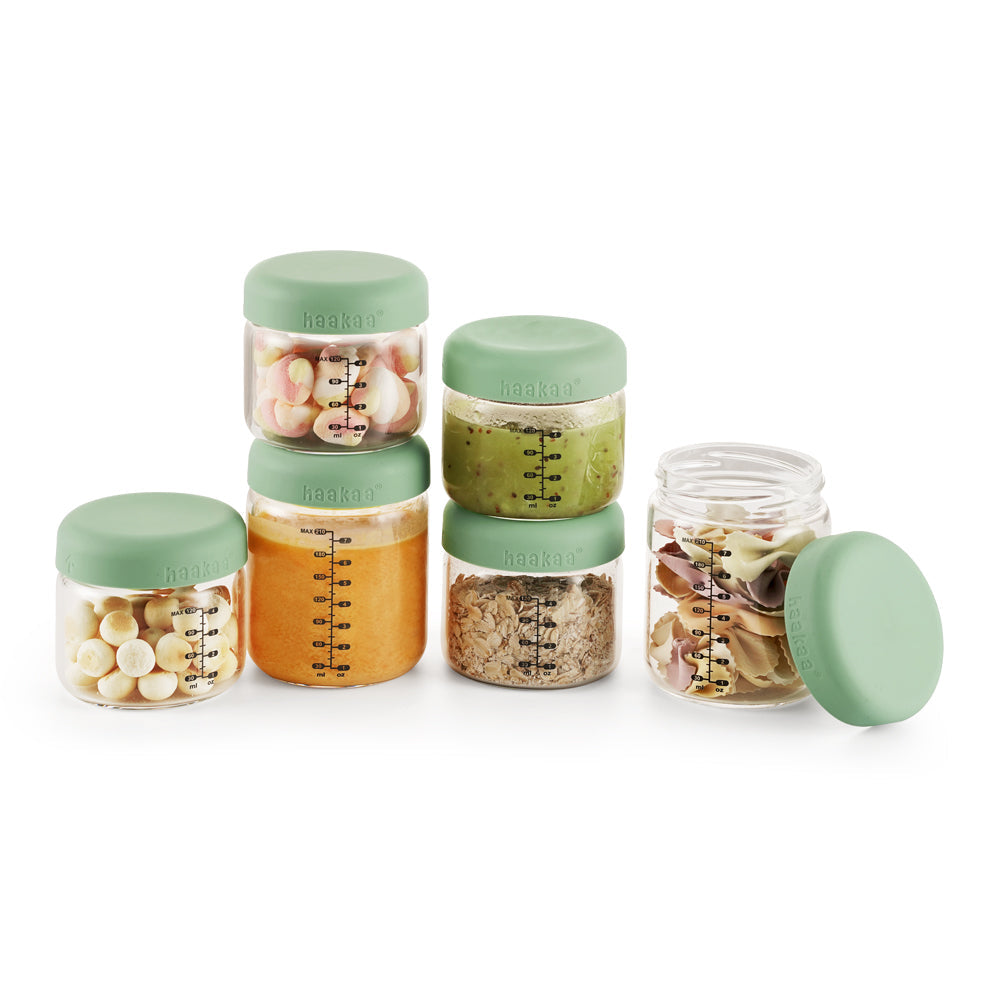 Haakaa Sealed Glass Storage Jar Set - 4 x 4oz + 2 x 7 oz Glass Jars - HoneyBug