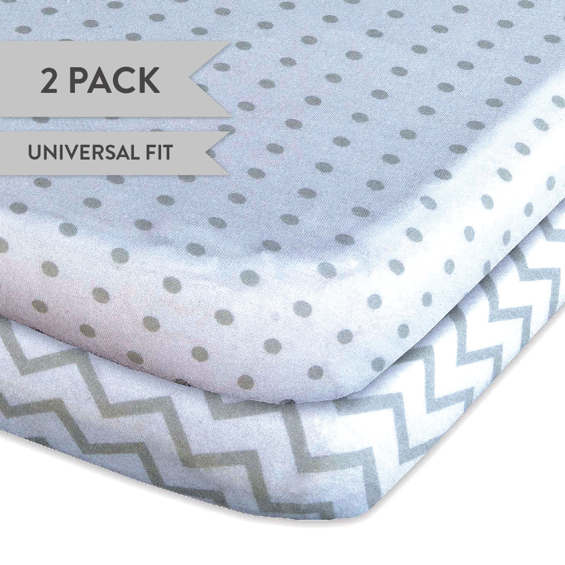 Bassinet Sheet Set - Grey Chevron & Polka Dot - HoneyBug