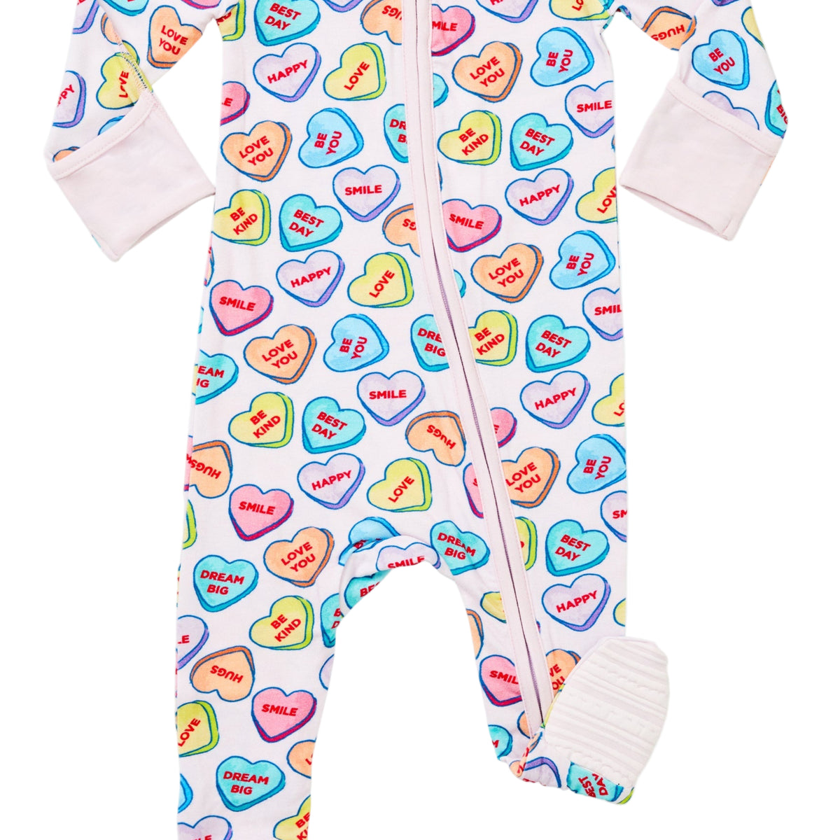 velour multi hearts footie