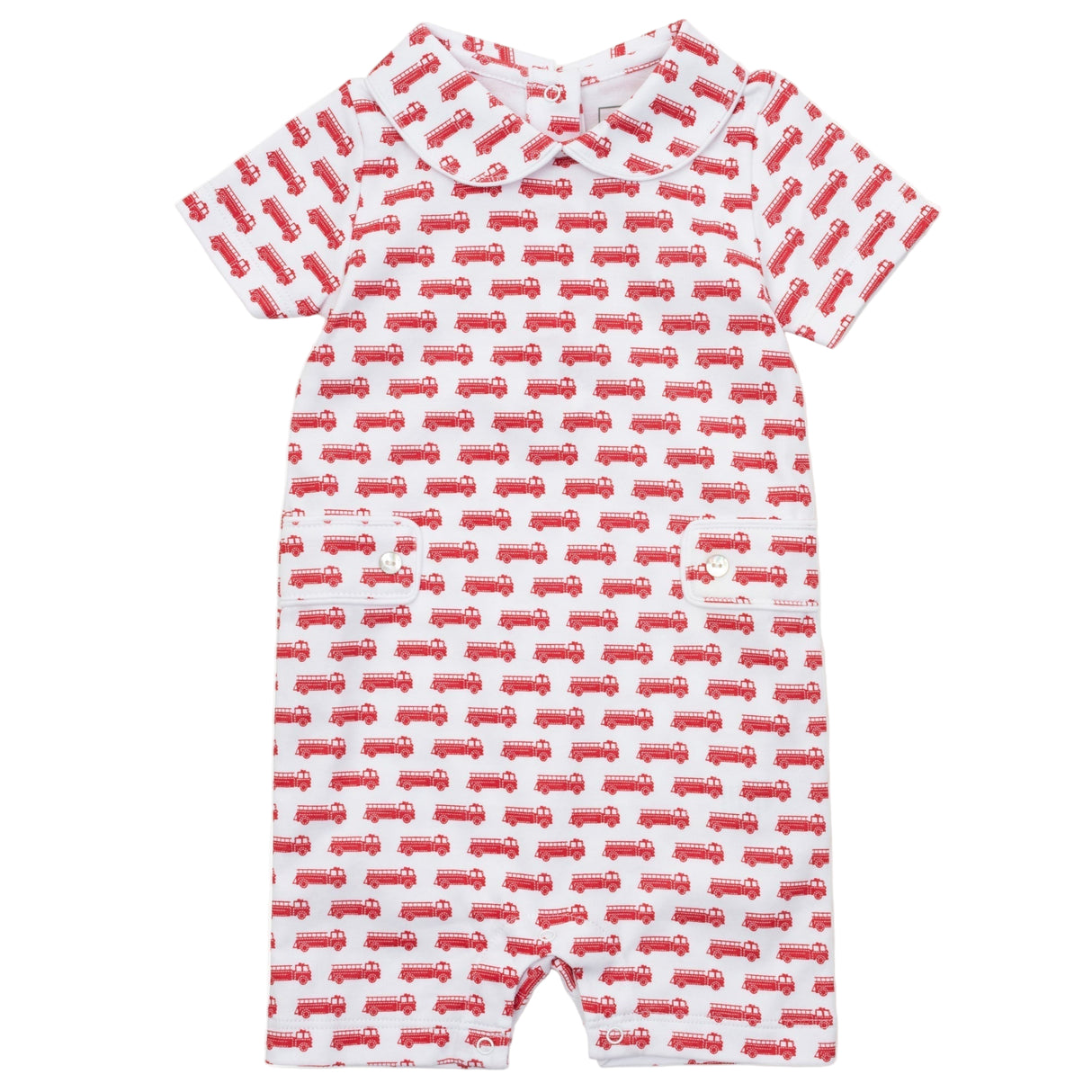 Henry Boys' Pima Cotton Shortall - Fire Truck Red - HoneyBug