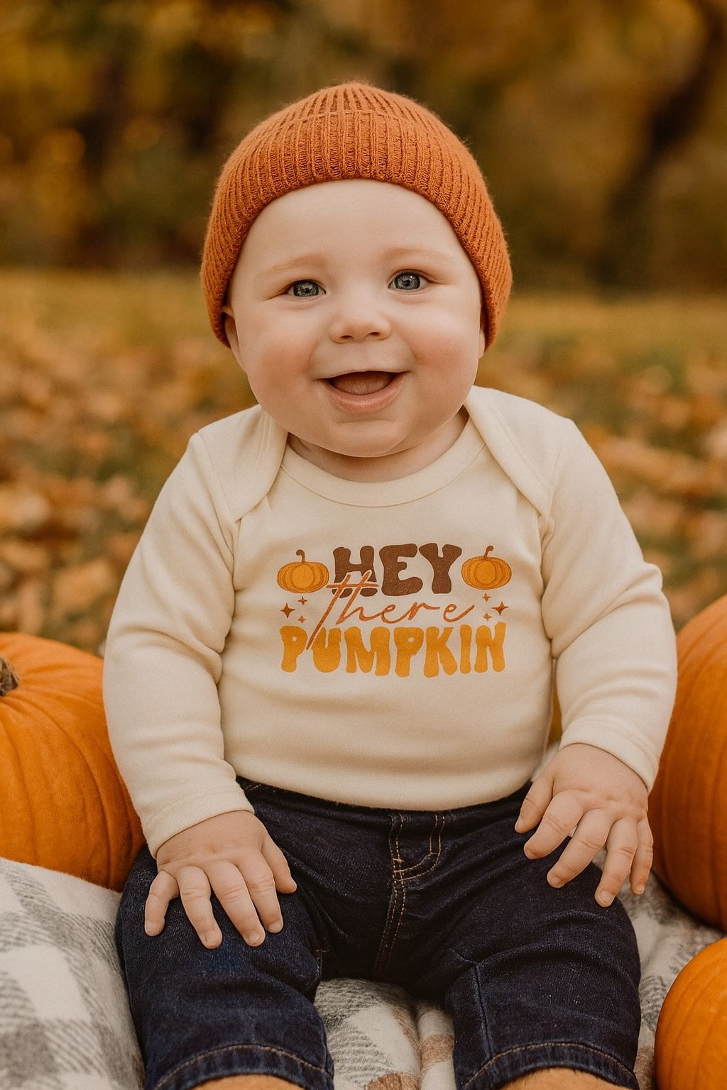 graphic bodysuit | hey there pumpkin (long sleeve) - HoneyBug
