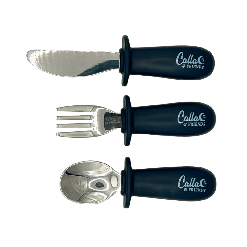 BLACKOUT Collection Silicone & Stainless Steel Toddler Utensil Set