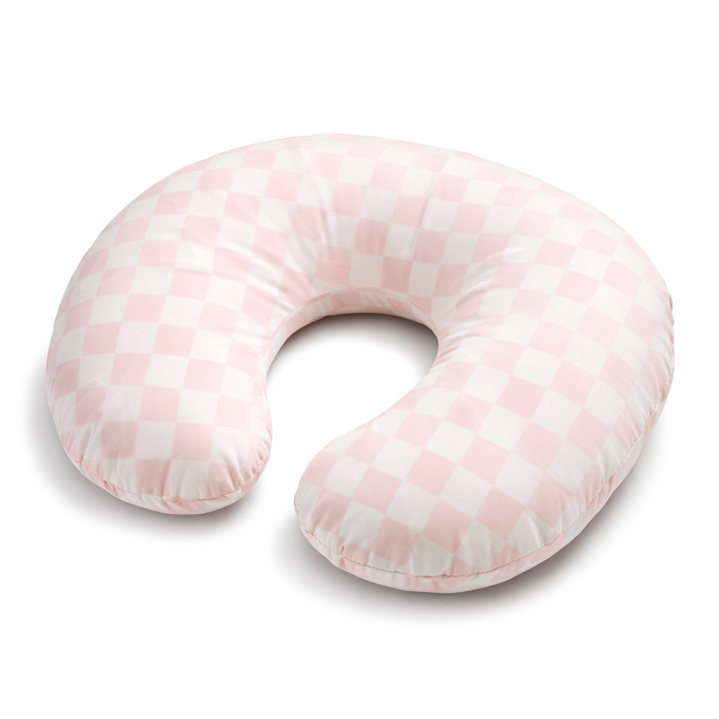 Sugar Pink & White Checkered Nursing Pillow Cover