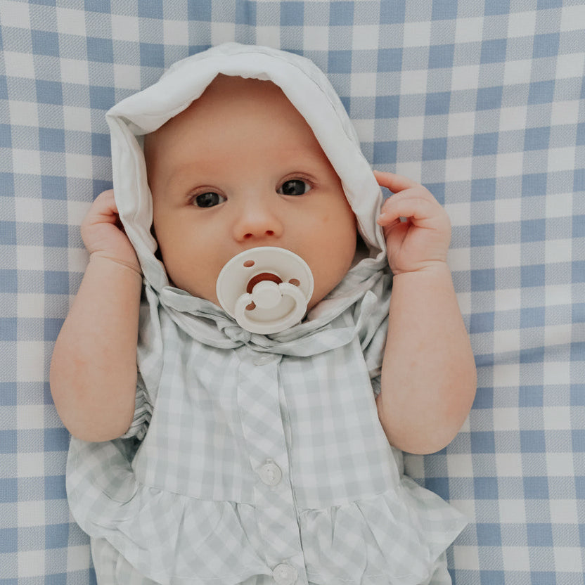Blue Gingham Ruffle Baby Lounger Cover