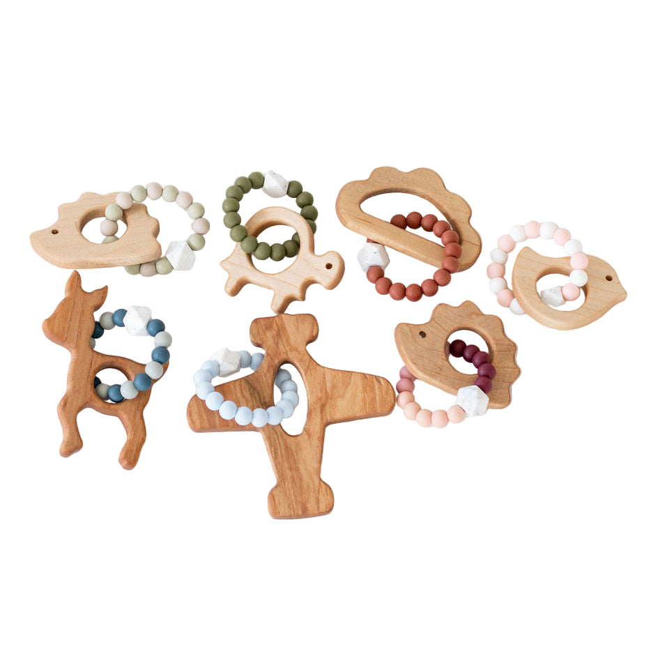 Wooden Teether with Silicone Ring