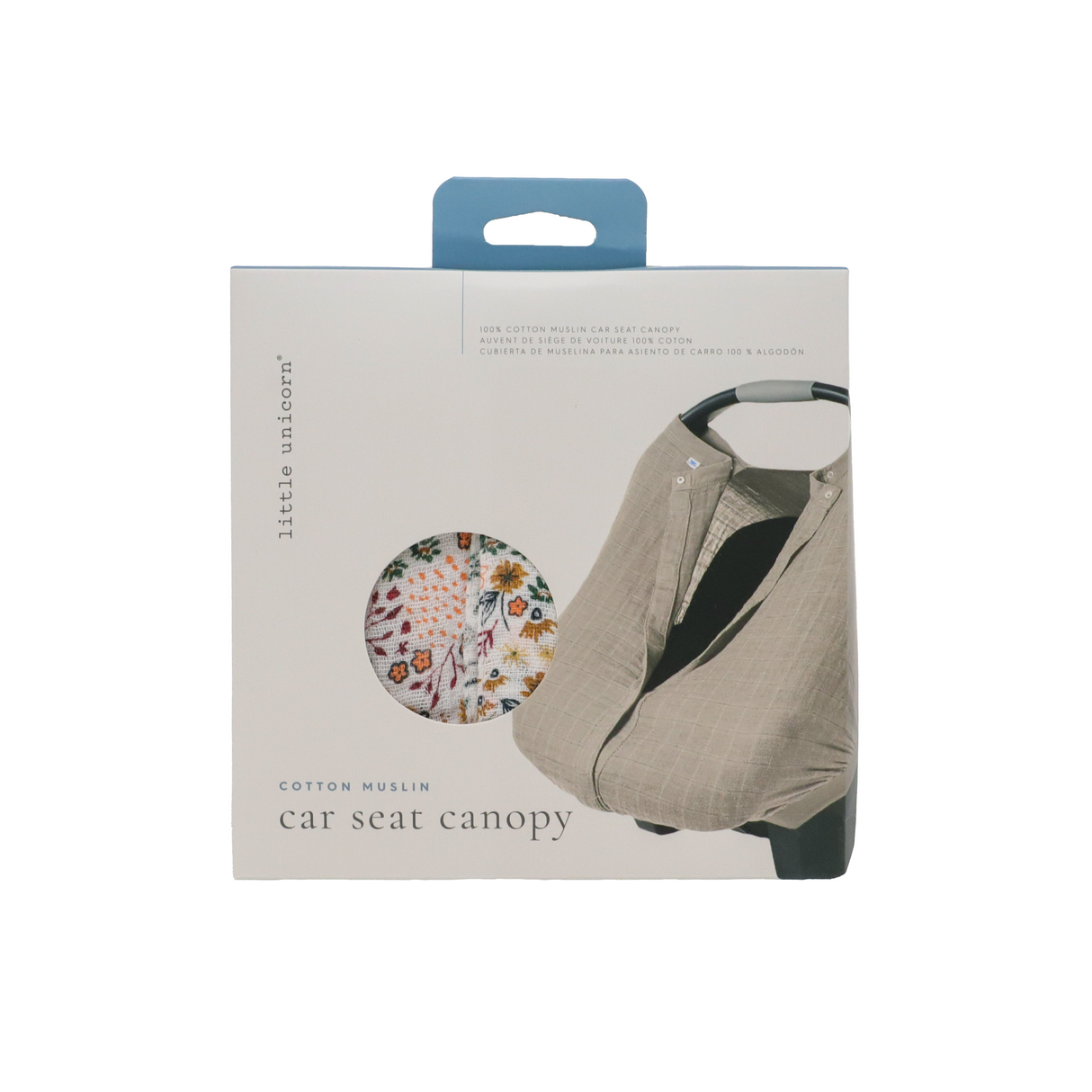 Cotton Muslin Car Seat Canopy - Pressed Petals - HoneyBug