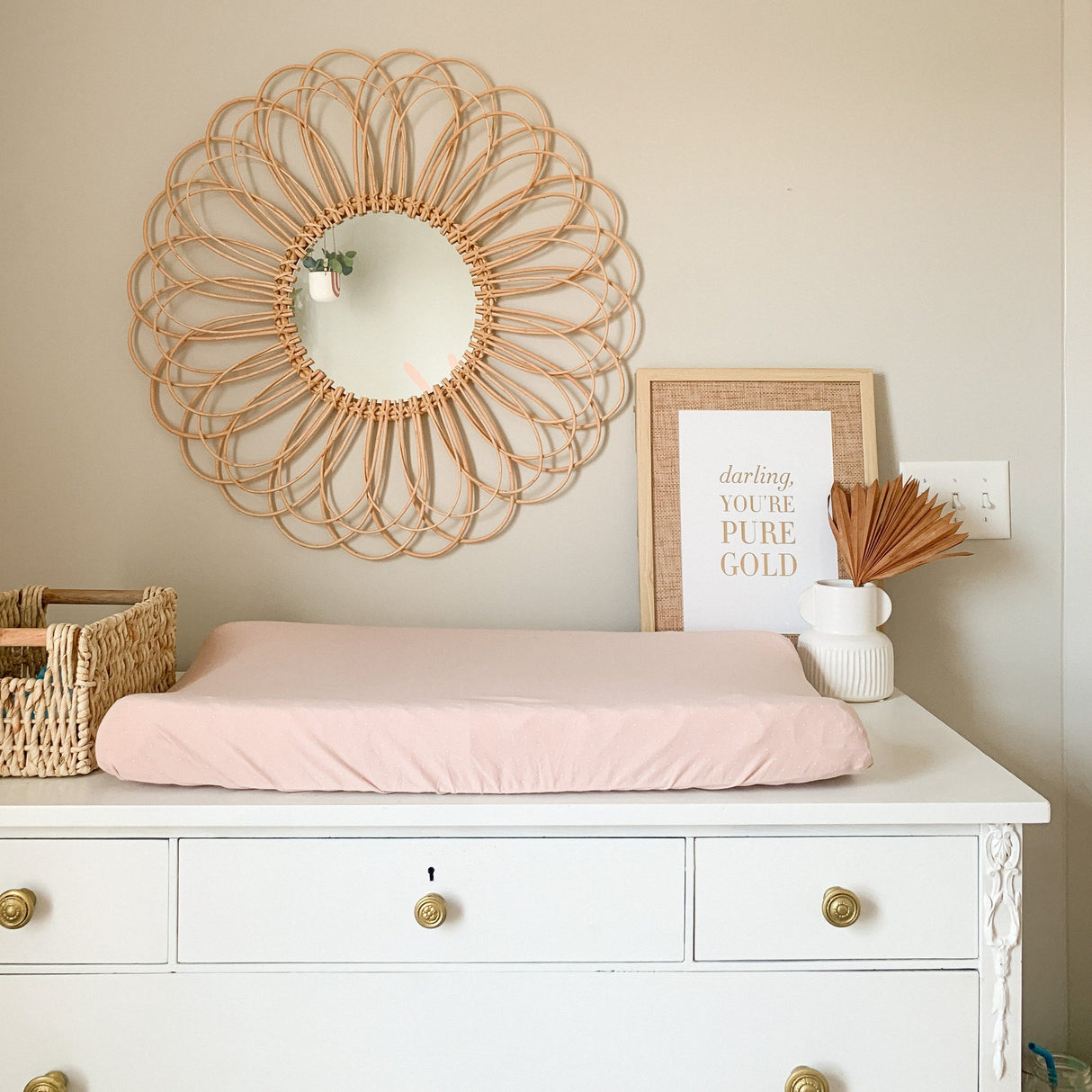 Changing Pad Cover | Cradle Sheet Set - Gingko & Pin Dot - HoneyBug