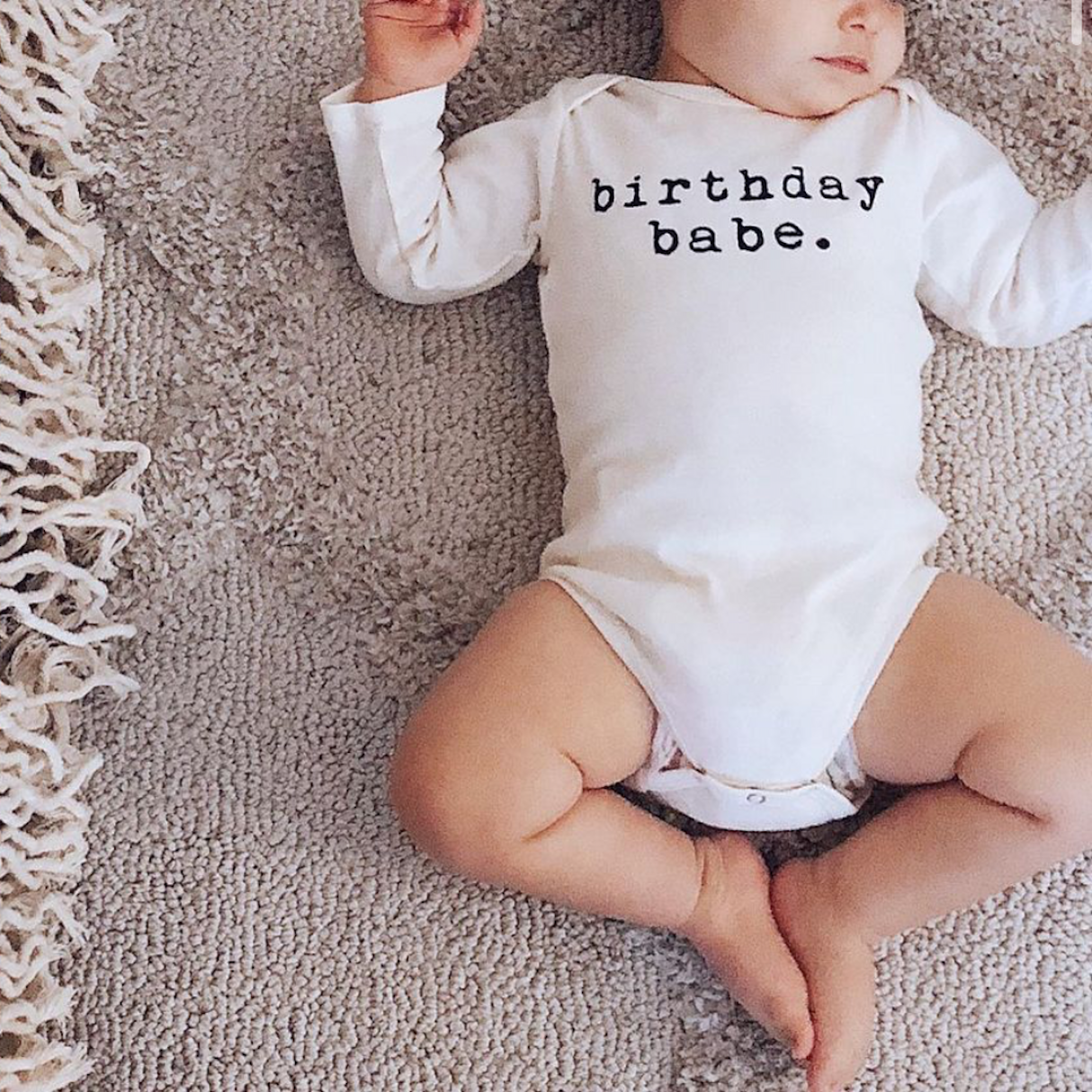 Birthday Babe - Long Sleeve Organic Cotton Bodysuit - HoneyBug