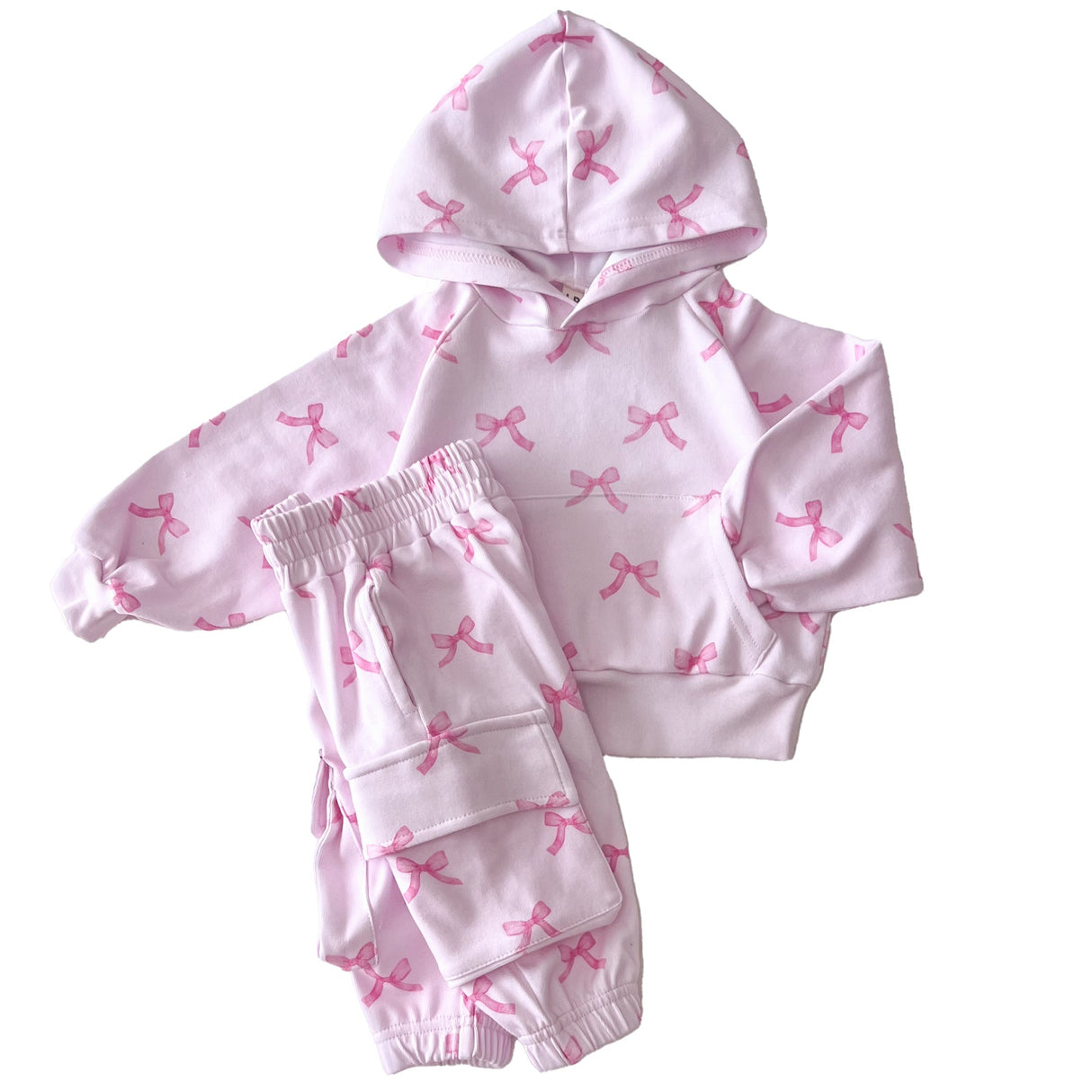 Cargo Jogger Set | Pink Bows - HoneyBug