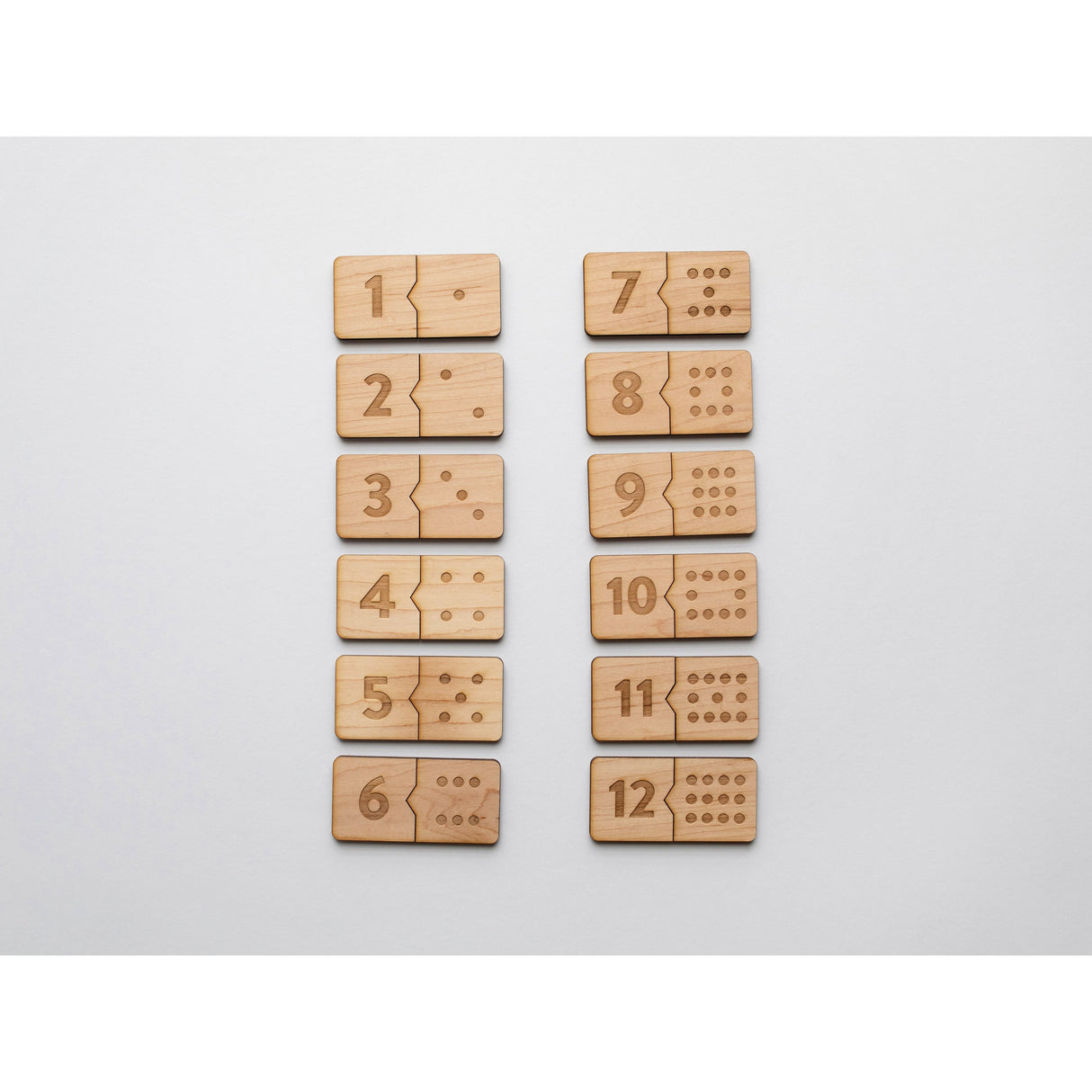 Wooden Number Match Puzzle • Handmade Wood Domino Style Matching Game - HoneyBug