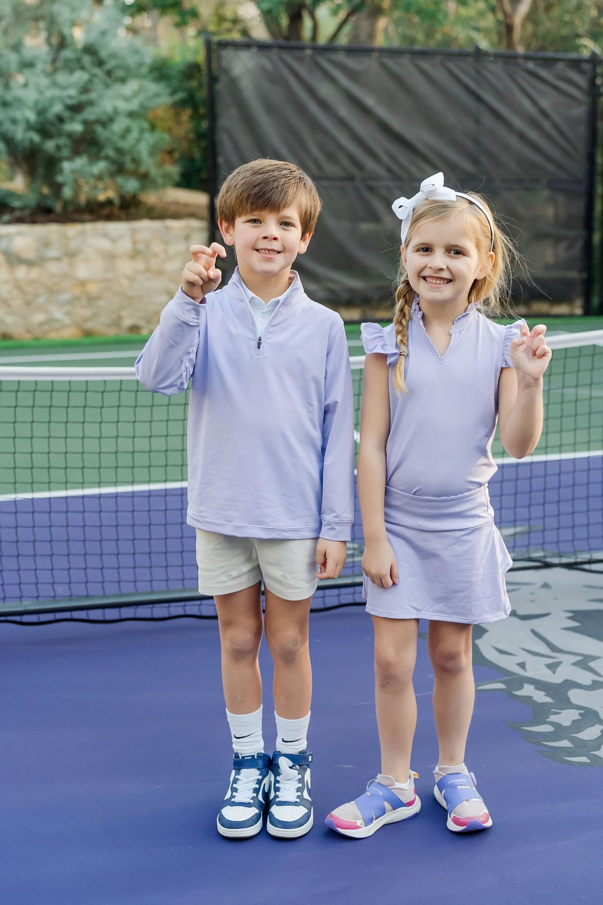 Sam Quarter Zip Pullover by LH Sport - Purple Stripes - HoneyBug