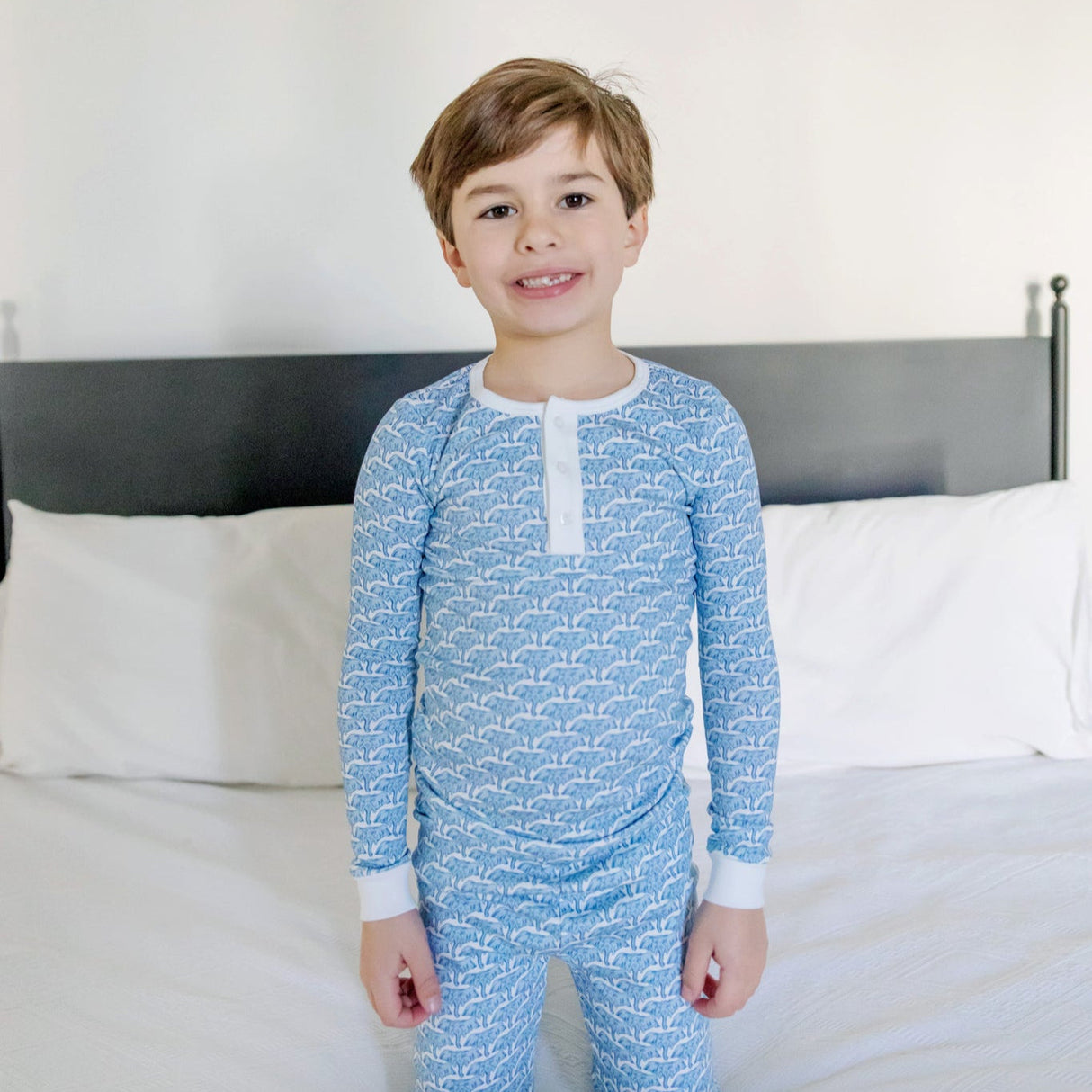 Jack Boys' Pajama Pant Set - African Elephants Blue - HoneyBug