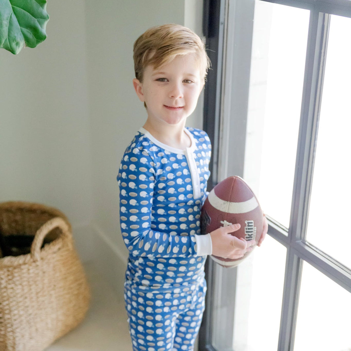 Jack Boys' Pajama Pant Set - First Down Football - HoneyBug