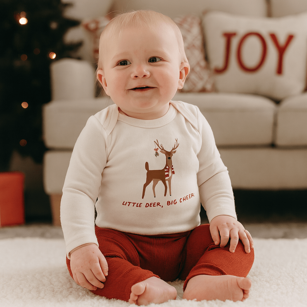 long sleeve graphic bodysuit | little deer big cheer - HoneyBug