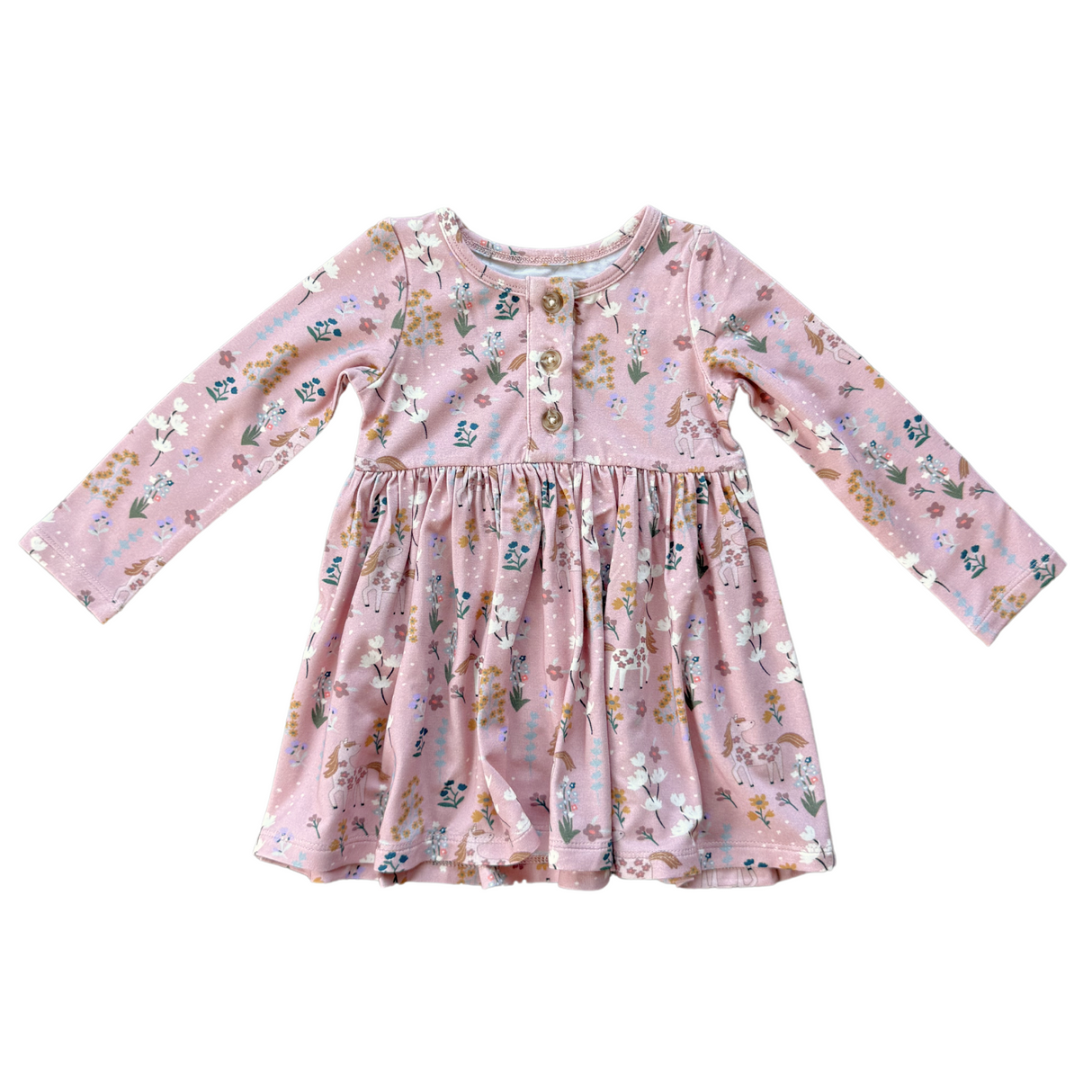 Long Sleeve Henley Dress - HoneyBug