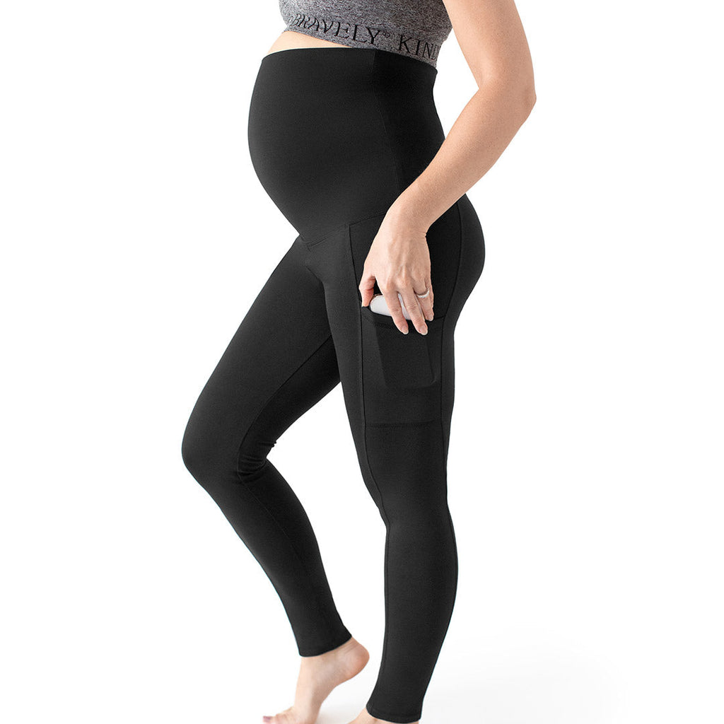 Louisa Maternity & Postpartum Support Leggings | Pocket Style - Black - HoneyBug 