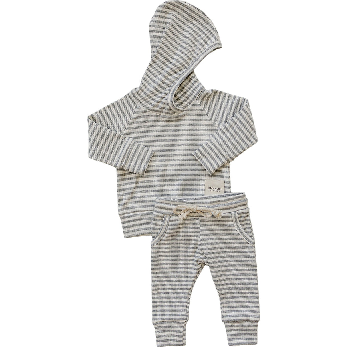 Grey Striped Hooded Set - HoneyBug