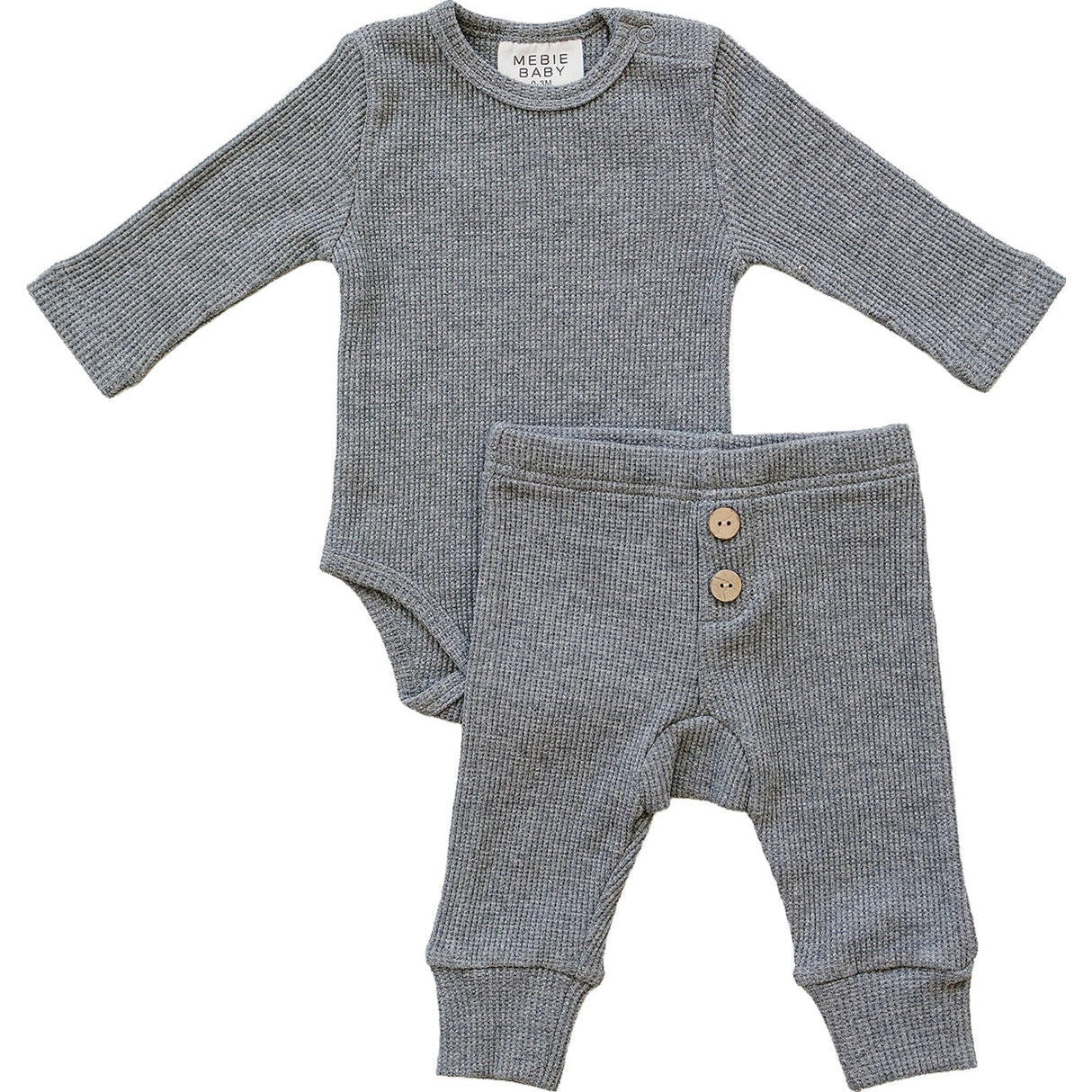 Charcoal Bodysuit Waffle Set - HoneyBug