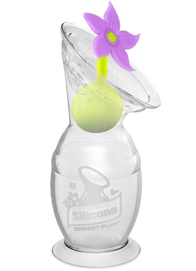 Haakaa Gen 2 Silicone Breast Pump with Suction Base 5 oz and Silicone Flower Stopper Set - HoneyBug