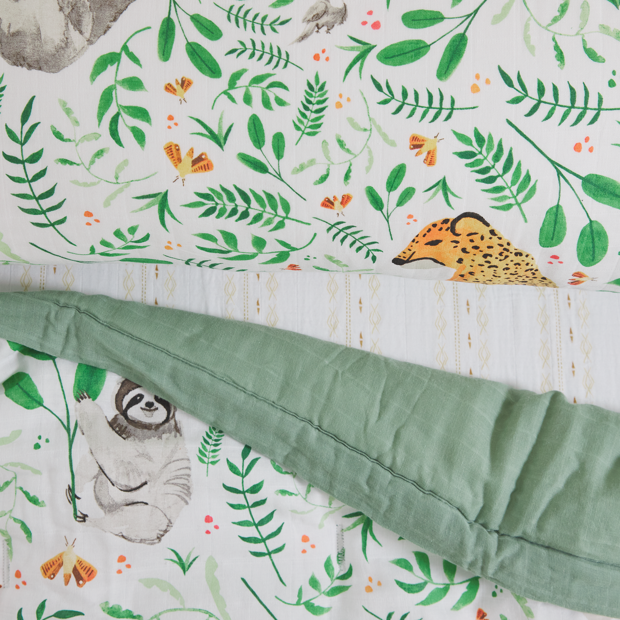 Cotton Muslin Toddler Bedding 3 Piece Set - Mighty Jungle - HoneyBug