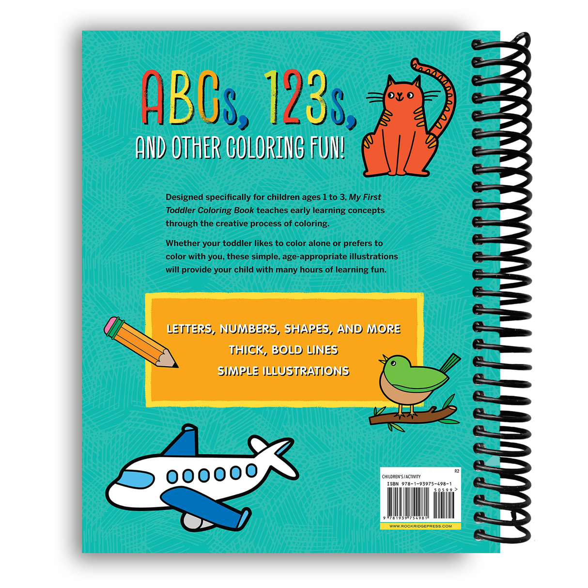 My First Toddler Coloring Book: Fun with Numbers, Letters, Shapes, Colors, and Animals! (Kids coloring activity books) (Spiral Bound) - HoneyBug