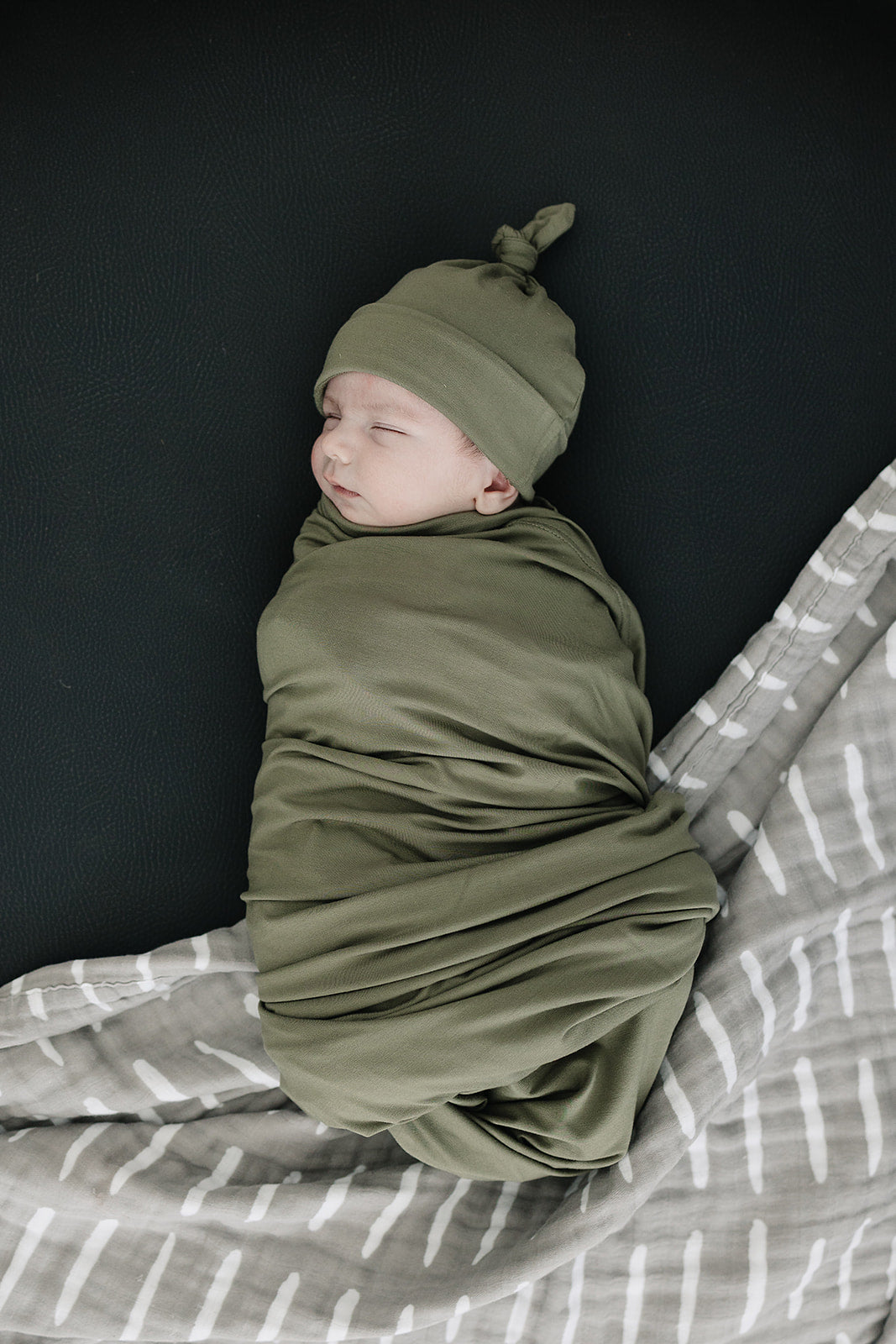Olive Bamboo Newborn Knot Hat - HoneyBug