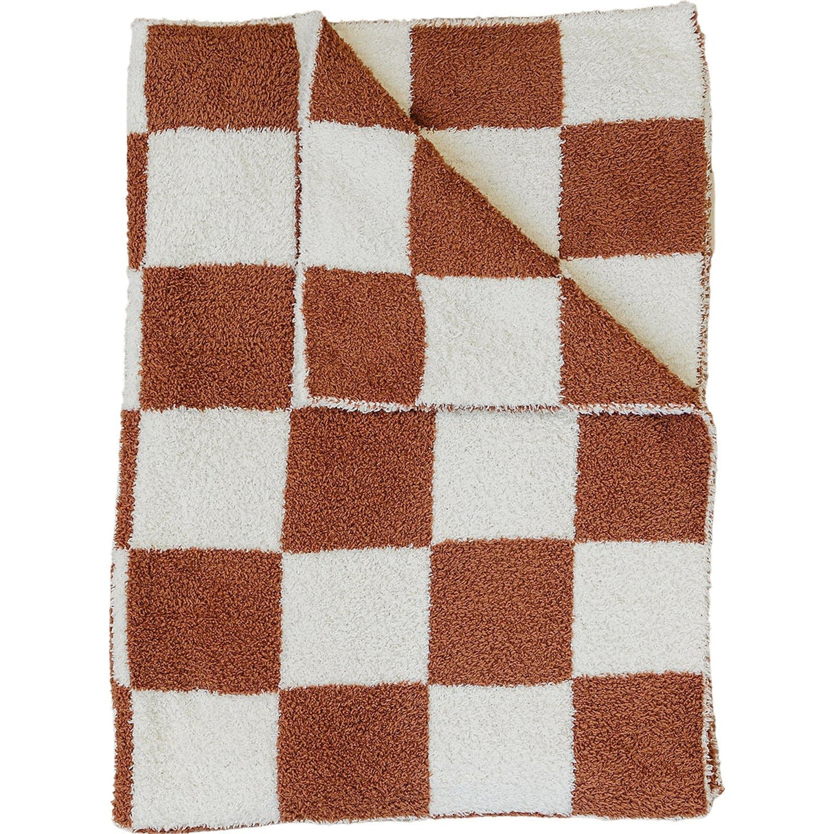 Rust Checkered Plush Blanket - HoneyBug