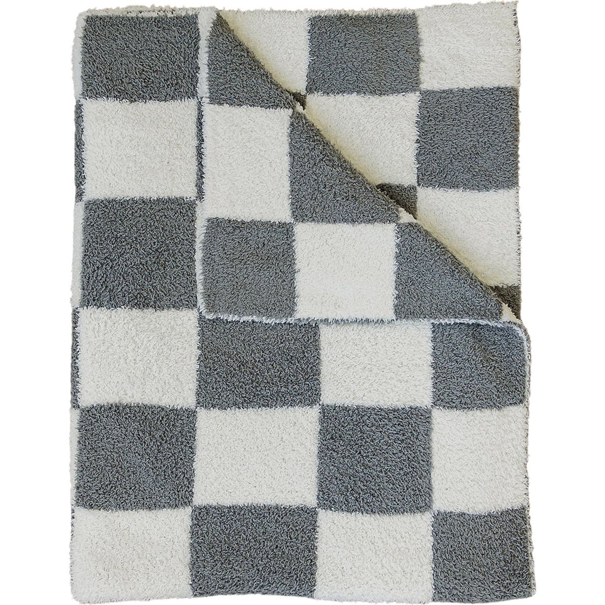 Charcoal Checkered Plush Blanket - HoneyBug