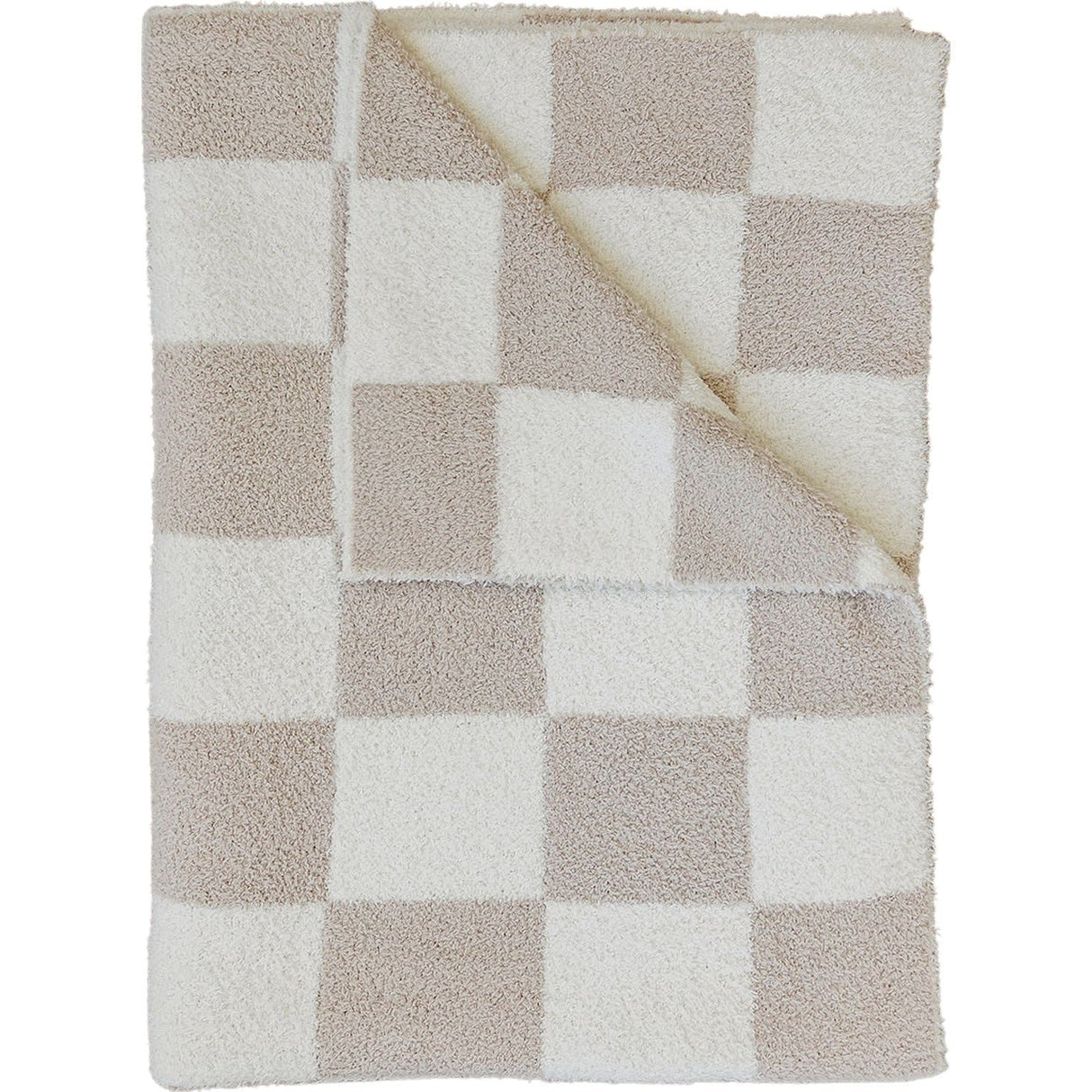 Taupe Checkered Plush Blanket - HoneyBug
