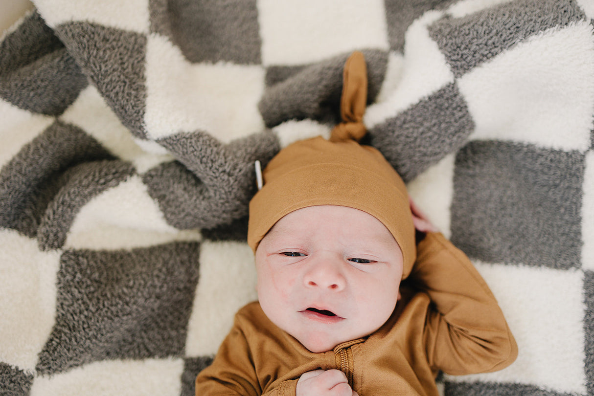 Mustard Bamboo Newborn Knot Hat - HoneyBug