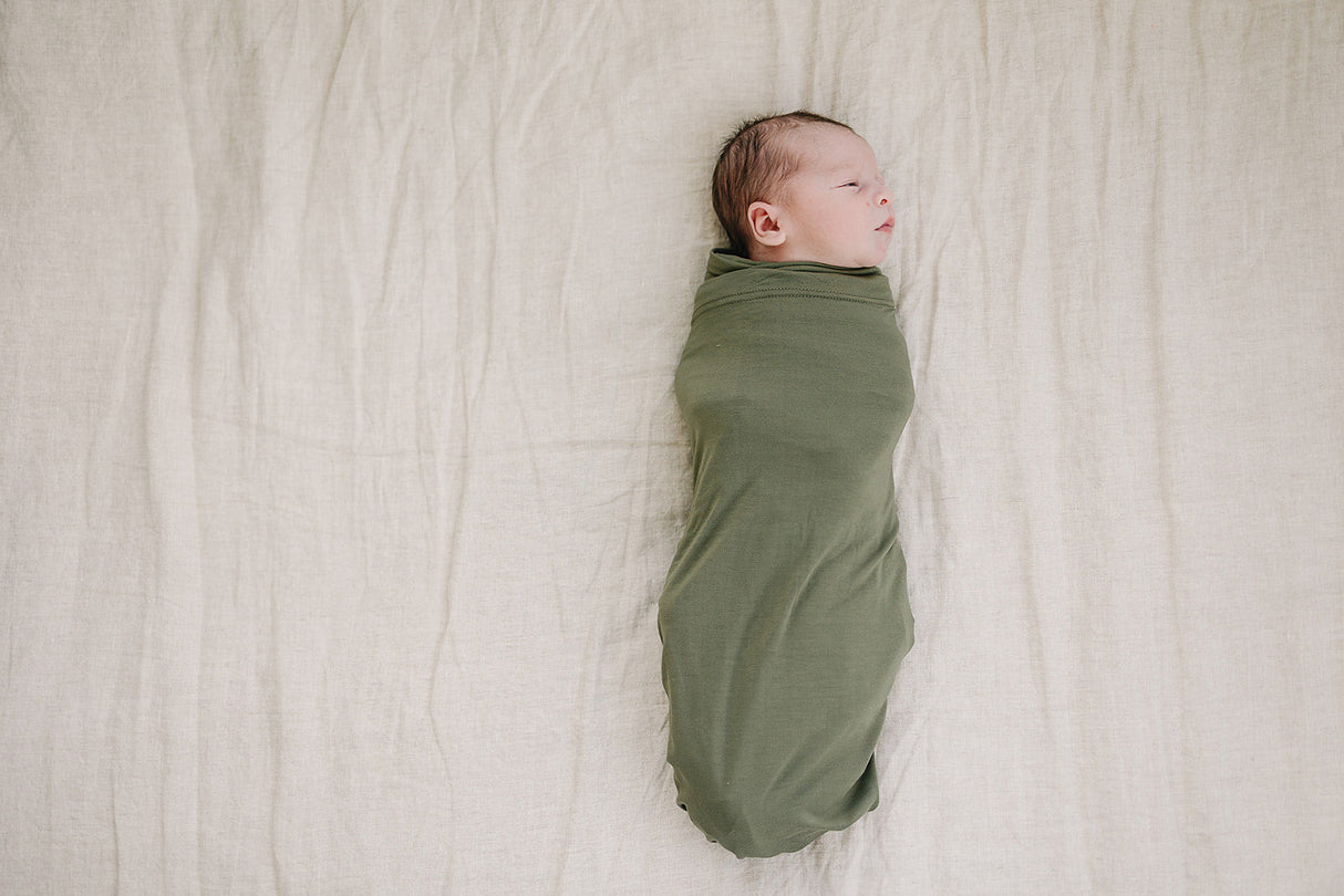 Olive Bamboo Stretch Swaddle - HoneyBug