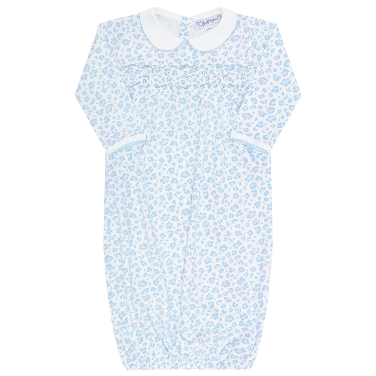 Blue Cheetah Print Smocked Gown