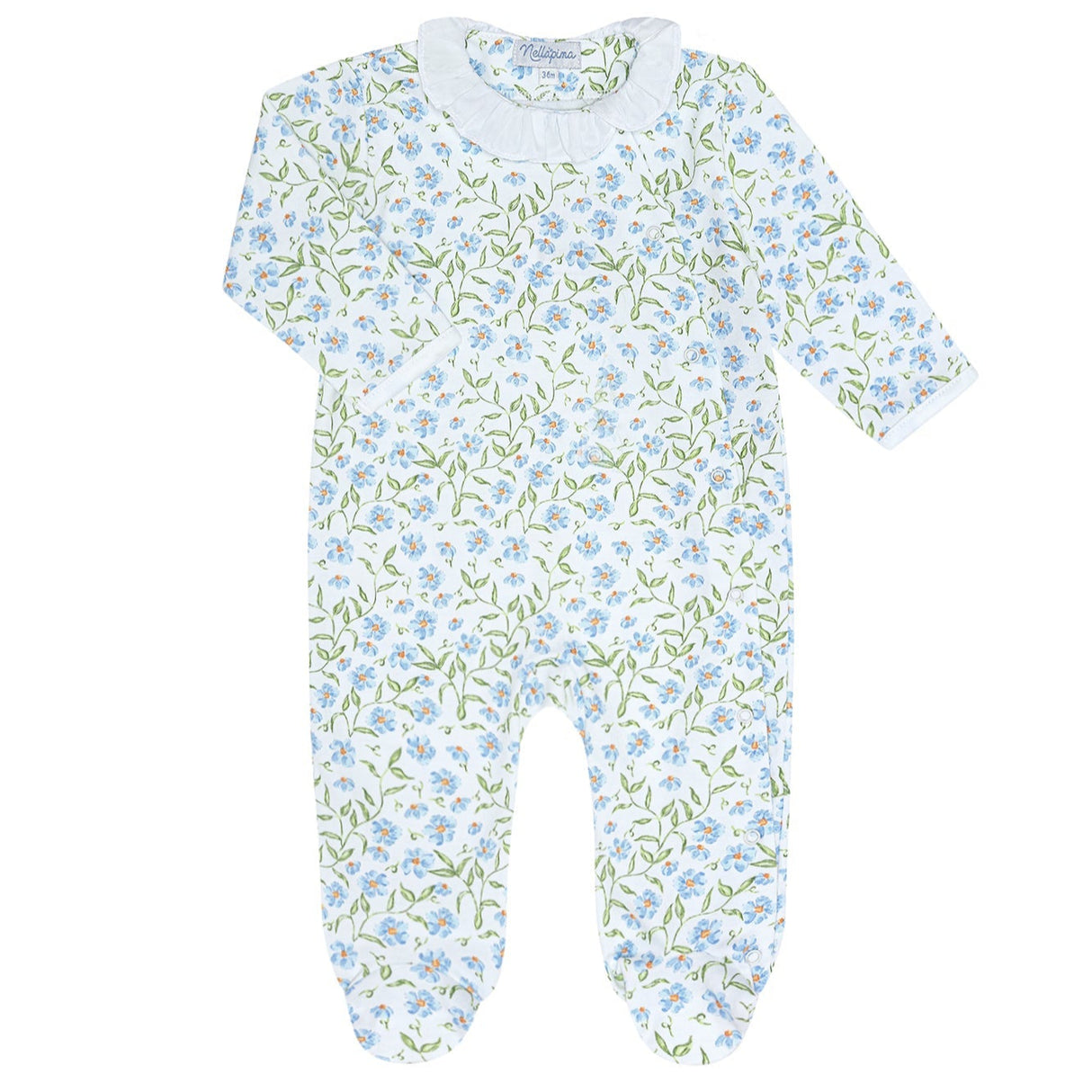 Blue Vines Print Crossover Footie - HoneyBug