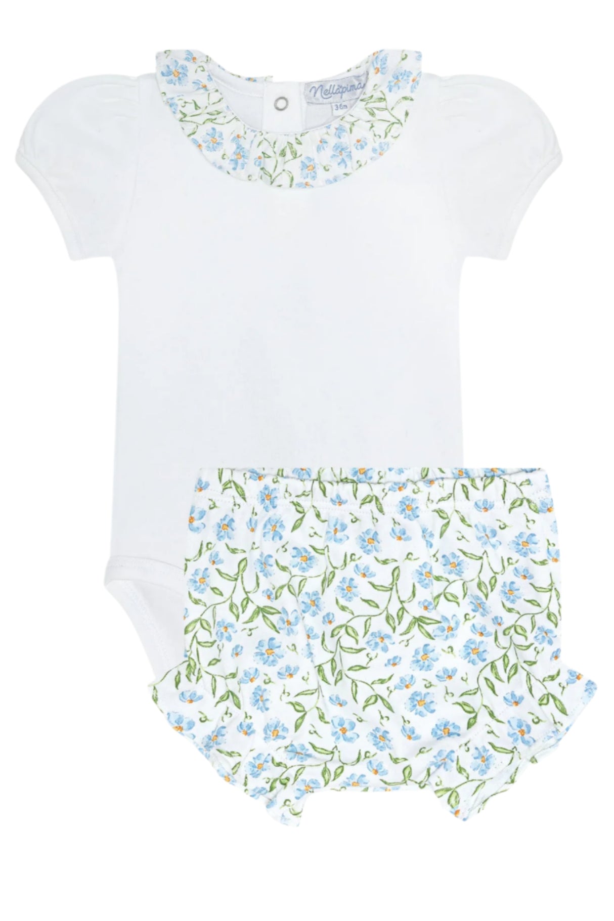 Blue Vines Print Onesie Set - HoneyBug