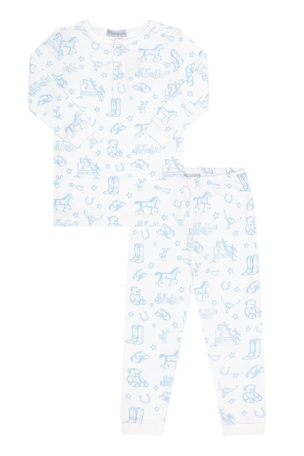 Blue Lone Star Toile Pajamas - HoneyBug