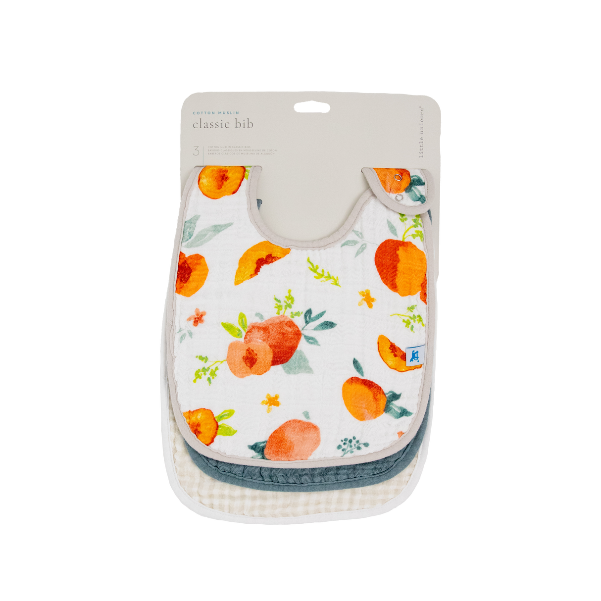Cotton Muslin Classic Bib 3 Pack - Georgia Peach - HoneyBug
