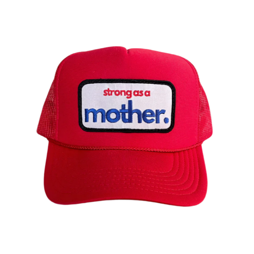 Strong as a mother™ Patch Trucker Hat - Red - HoneyBug