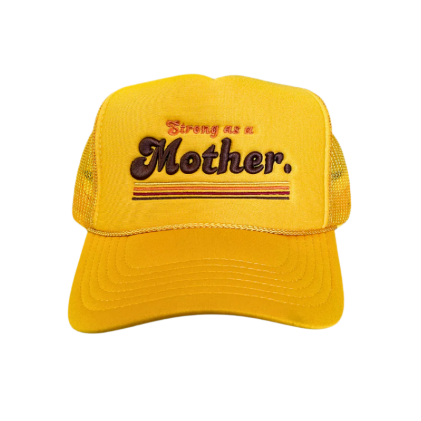 RETRO MOTHER. -Embroidered Trucker Hat - Yellow - HoneyBug